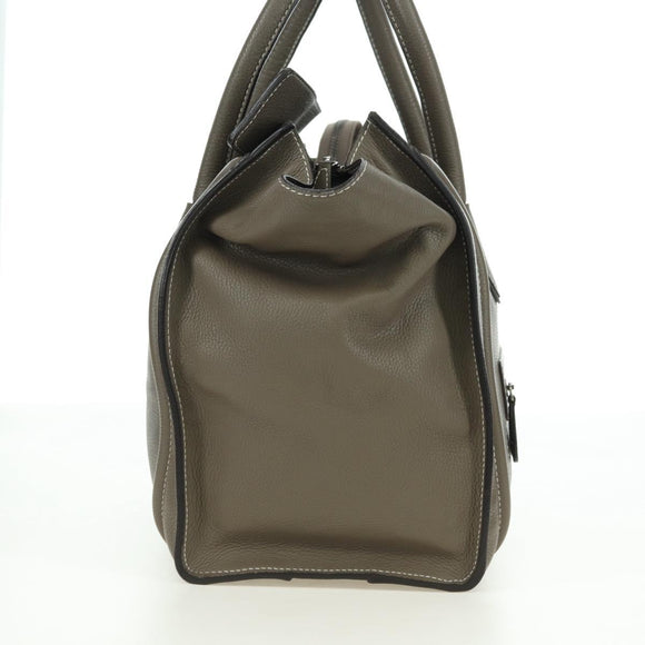 CELINE Luggage Mini Shopper Hand Bag Leather Gray Silver Auth am11602V