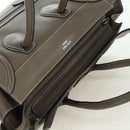 CELINE Luggage Mini Shopper Hand Bag Leather Gray Silver Auth am11602V-6