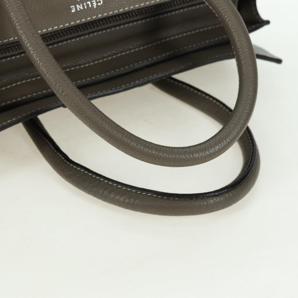 CELINE Luggage Mini Shopper Hand Bag Leather Gray Silver Auth am11602V