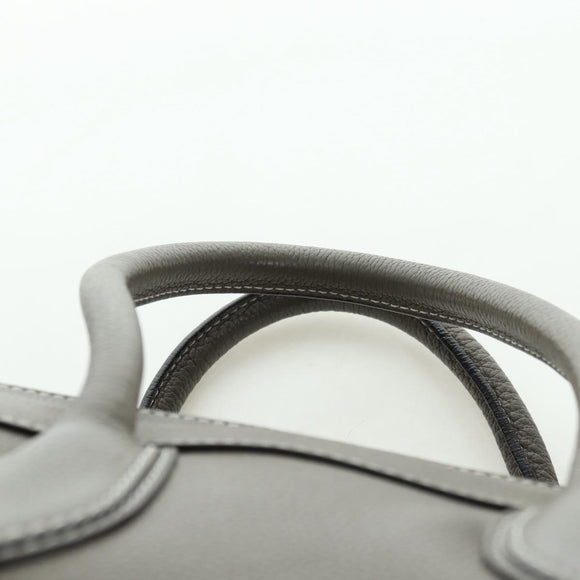 CELINE Luggage Mini Shopper Hand Bag Leather Gray Silver Auth am11602V