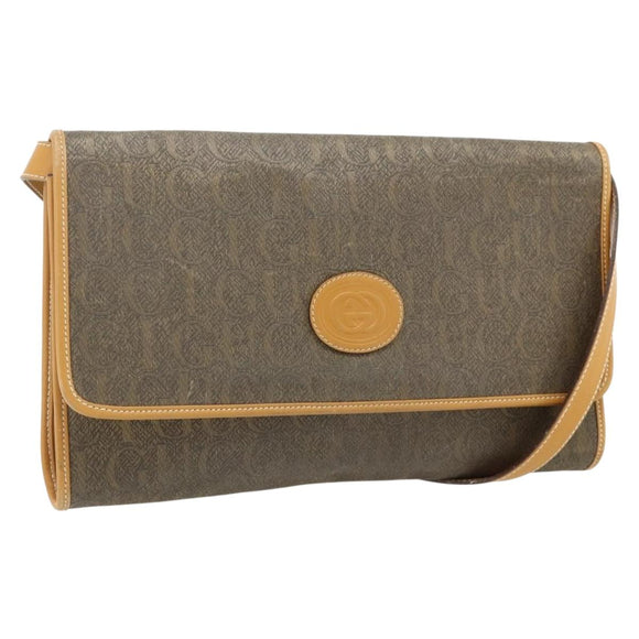 GUCCI Shoulder Bag PVC Leather Beige Gold 004 112 0289 Auth am11603