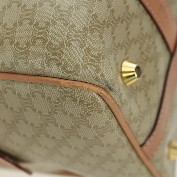 CELINE Macadam Canvas Mini Boston Bag PVC Beige Gold Auth am11604V