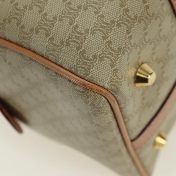 CELINE Macadam Canvas Mini Boston Bag PVC Beige Gold Auth am11604V