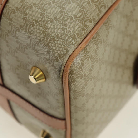 CELINE Macadam Canvas Mini Boston Bag PVC Beige Gold Auth am11604V