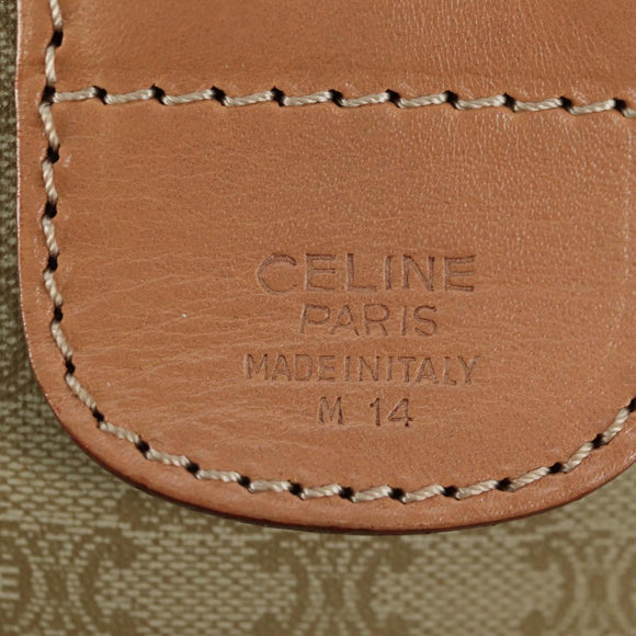 CELINE Macadam Canvas Mini Boston Bag PVC Beige Gold Auth am11604V