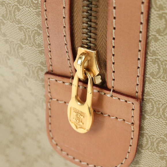 CELINE Macadam Canvas Mini Boston Bag PVC Beige Gold Auth am11604V