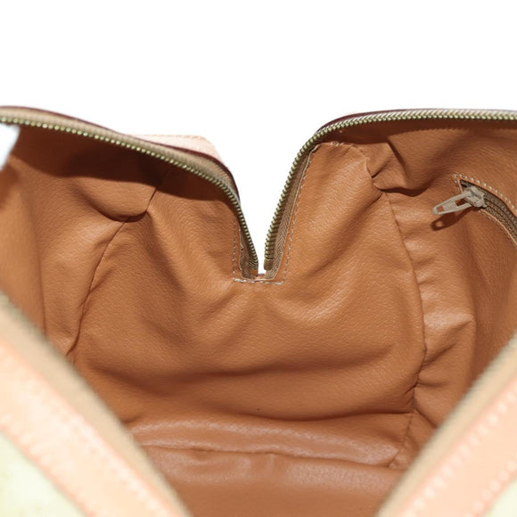 CELINE Macadam Canvas Mini Boston Bag PVC Beige Gold Auth am11604V