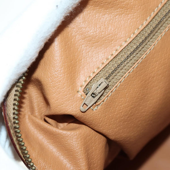 CELINE Macadam Canvas Mini Boston Bag PVC Beige Gold Auth am11604V