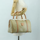 CELINE Macadam Canvas Mini Boston Bag PVC Beige Gold Auth am11604V-25