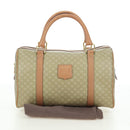 CELINE Macadam Canvas Mini Boston Bag PVC Beige Gold Auth am11604V-12