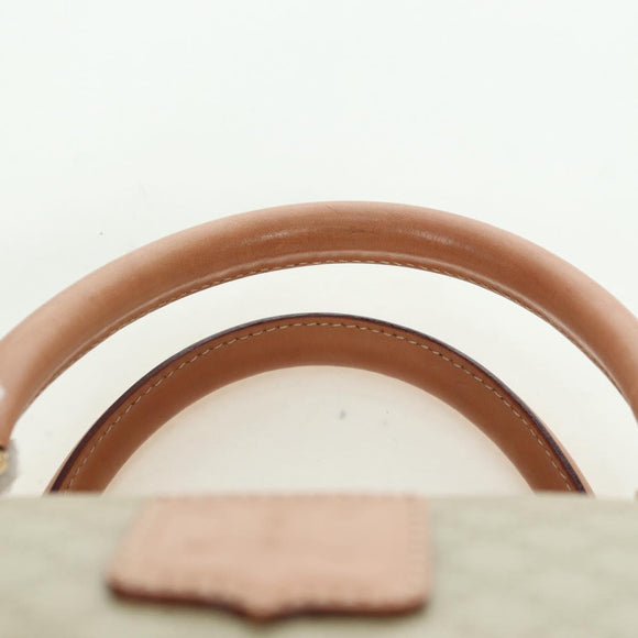 CELINE Macadam Canvas Mini Boston Bag PVC Beige Gold Auth am11604V