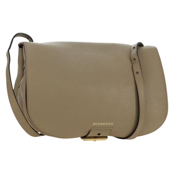 BURBERRY Shoulder Bag Leather Beige Gold Auth am11605V