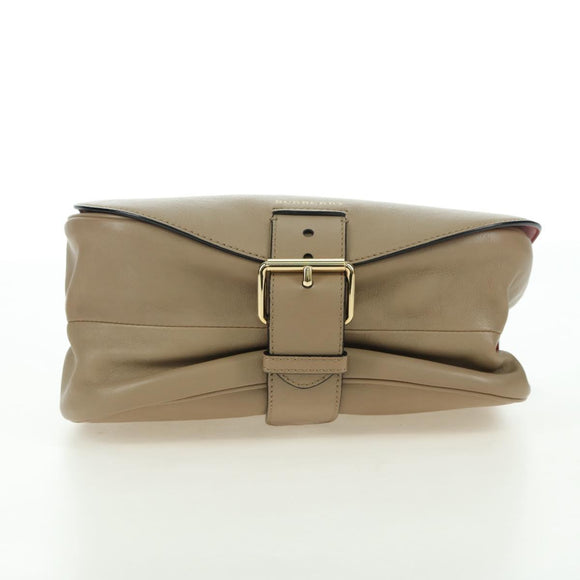 BURBERRY Shoulder Bag Leather Beige Gold Auth am11605V