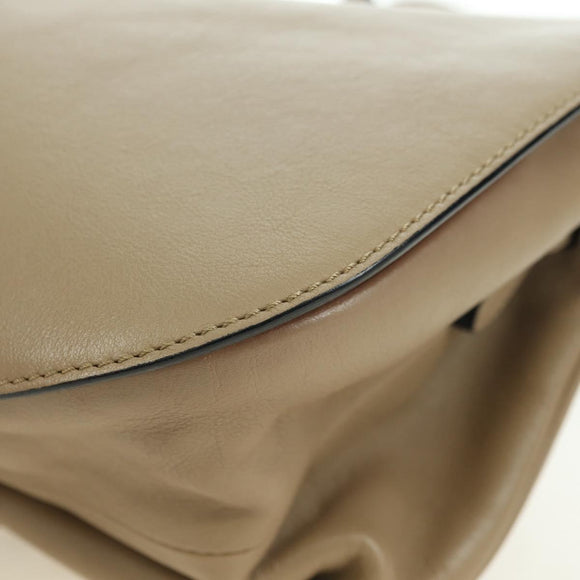 BURBERRY Shoulder Bag Leather Beige Gold Auth am11605V