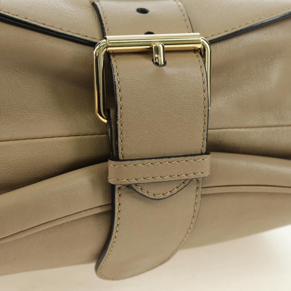 BURBERRY Shoulder Bag Leather Beige Gold Auth am11605V