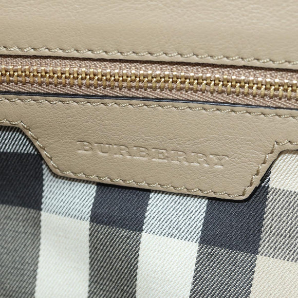 BURBERRY Shoulder Bag Leather Beige Gold Auth am11605V