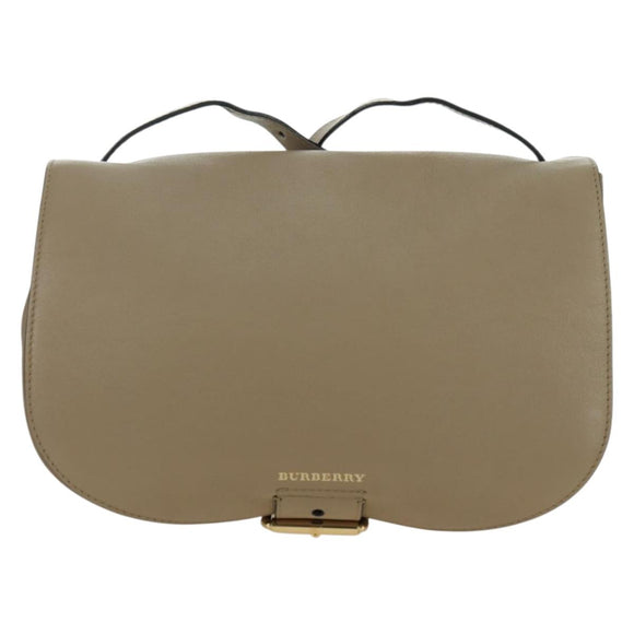 BURBERRY Shoulder Bag Leather Beige Gold Auth am11605V