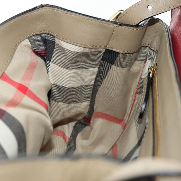BURBERRY Shoulder Bag Leather Beige Gold Auth am11605V