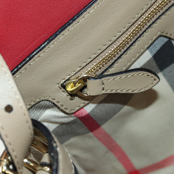 BURBERRY Shoulder Bag Leather Beige Gold Auth am11605V