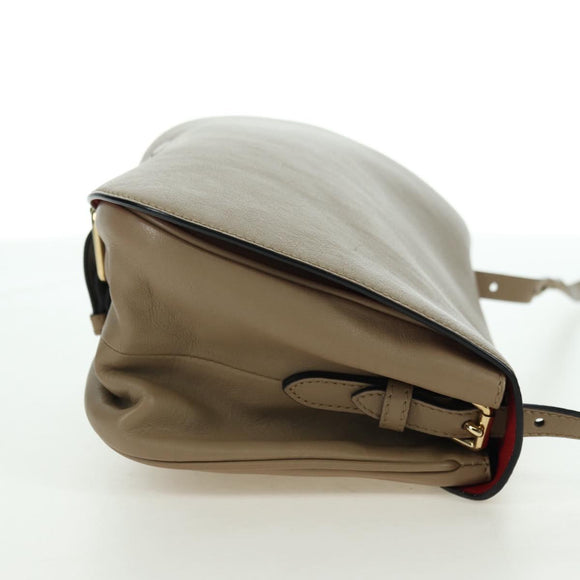 BURBERRY Shoulder Bag Leather Beige Gold Auth am11605V