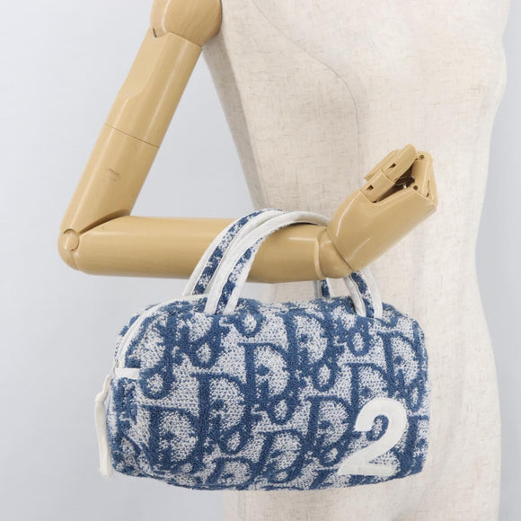 Christian Dior Trotter Canvas No.2 Hand Bag pile Blue Auth am11606A