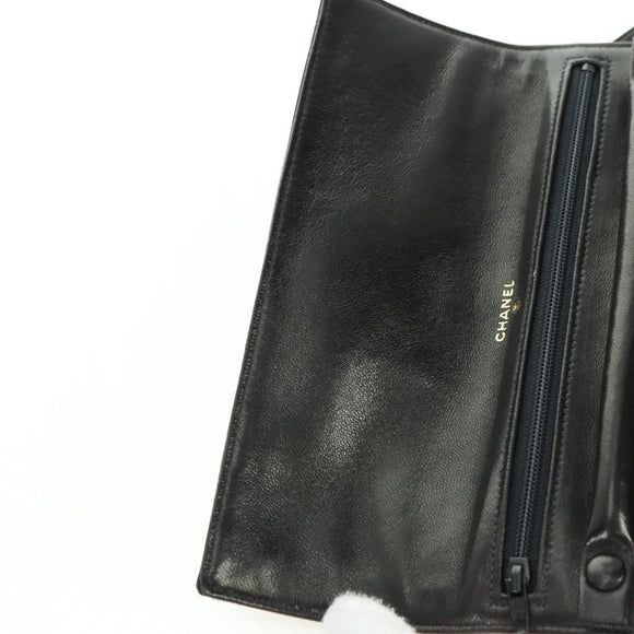 CHANEL Bicolore Jewelry Case Satin Black Gold CC Auth am11609V