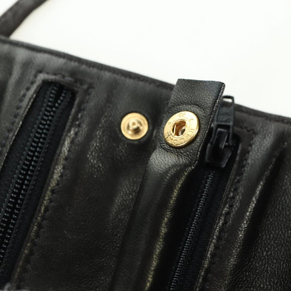 CHANEL Bicolore Jewelry Case Satin Black Gold CC Auth am11609V