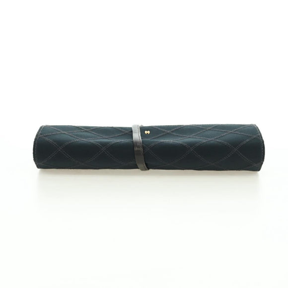 CHANEL Bicolore Jewelry Case Satin Black Gold CC Auth am11609V