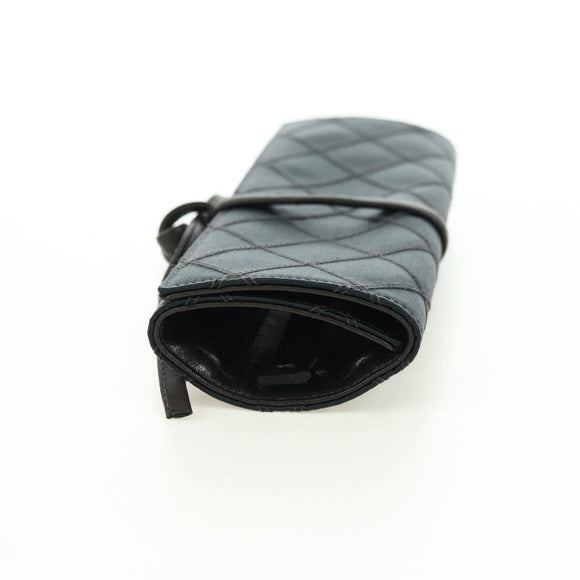 CHANEL Bicolore Jewelry Case Satin Black Gold CC Auth am11609V