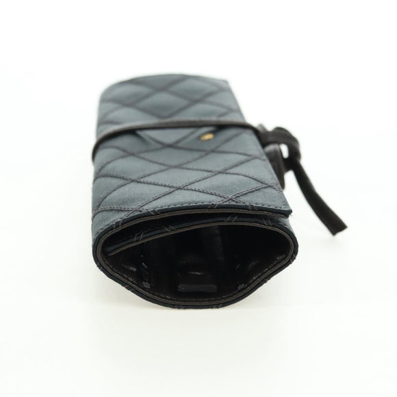 CHANEL Bicolore Jewelry Case Satin Black Gold CC Auth am11609V