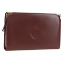 CARTIER Must Line Clutch Bag Leather Bordeaux Gold Auth am11612V-1