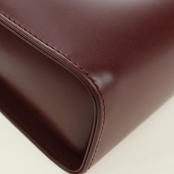 CARTIER Must Line Clutch Bag Leather Bordeaux Gold Auth am11612V