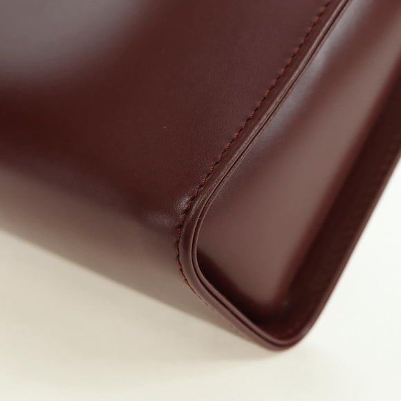 CARTIER Must Line Clutch Bag Leather Bordeaux Gold Auth am11612V