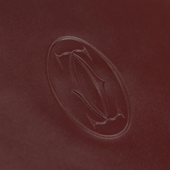 CARTIER Must Line Clutch Bag Leather Bordeaux Gold Auth am11612V