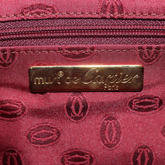 CARTIER Must Line Clutch Bag Leather Bordeaux Gold Auth am11612V