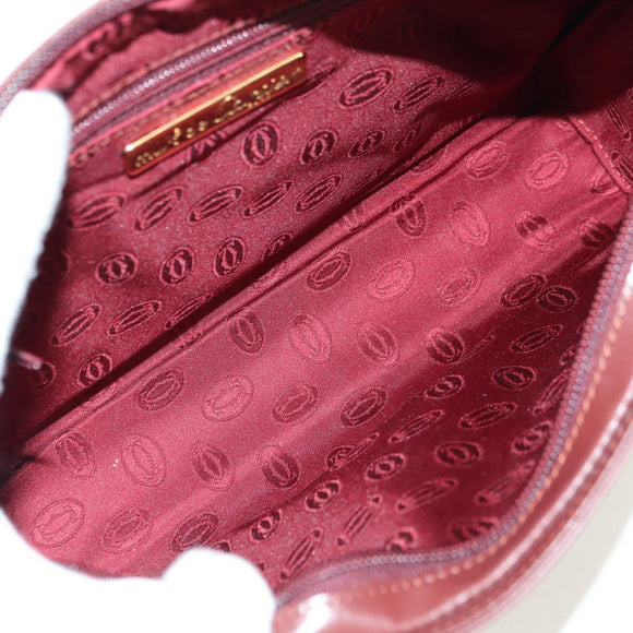 CARTIER Must Line Clutch Bag Leather Bordeaux Gold Auth am11612V