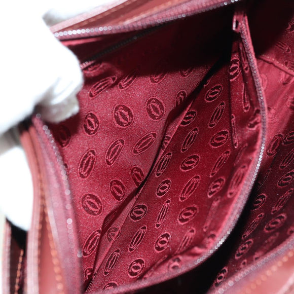 CARTIER Must Line Clutch Bag Leather Bordeaux Gold Auth am11612V