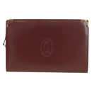 CARTIER Must Line Clutch Bag Leather Bordeaux Gold Auth am11612V-2