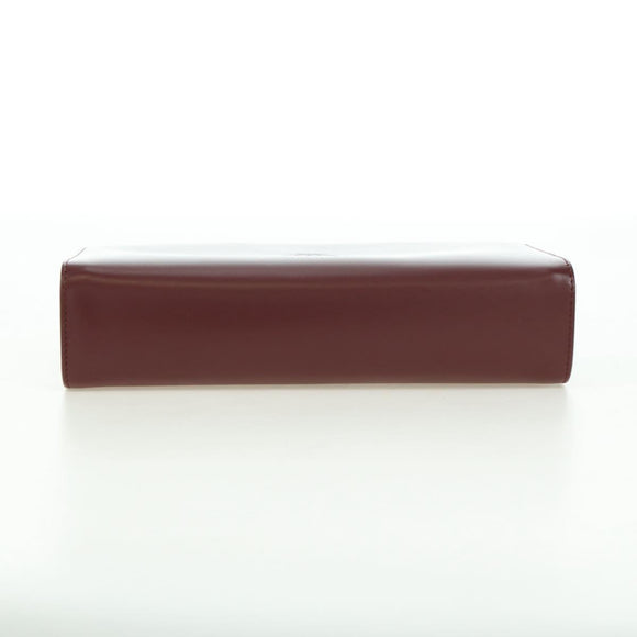 CARTIER Must Line Clutch Bag Leather Bordeaux Gold Auth am11612V