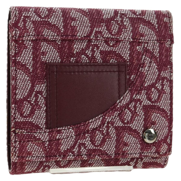 Christian Dior Trotter Canvas Trifold Wallet Pink Silver Pink Auth am11614V