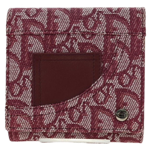 Christian Dior Trotter Canvas Trifold Wallet Pink Silver Pink Auth am11614V