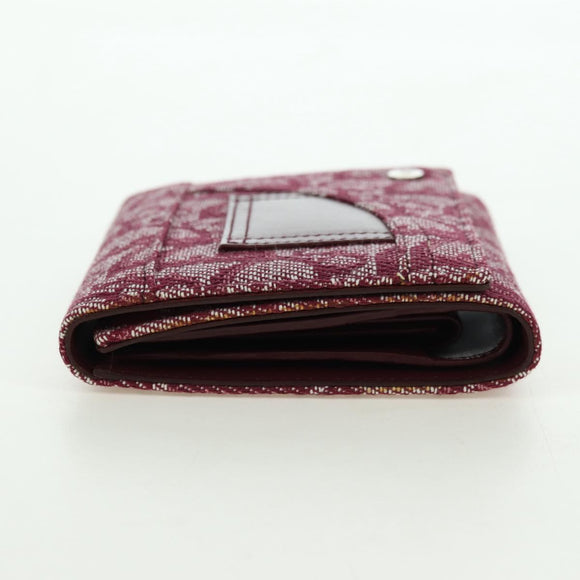 Christian Dior Trotter Canvas Trifold Wallet Pink Silver Pink Auth am11614V