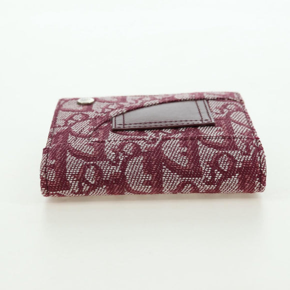 Christian Dior Trotter Canvas Trifold Wallet Pink Silver Pink Auth am11614V