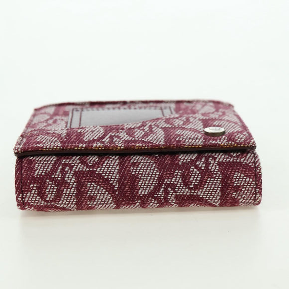 Christian Dior Trotter Canvas Trifold Wallet Pink Silver Pink Auth am11614V