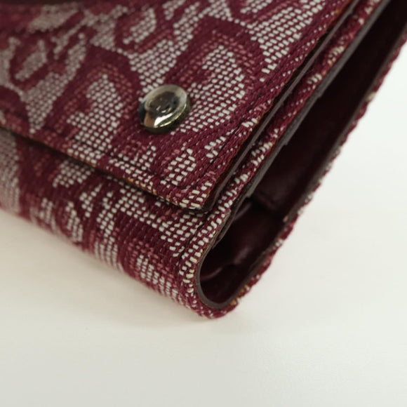 Christian Dior Trotter Canvas Trifold Wallet Pink Silver Pink Auth am11614V