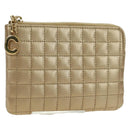 CELINE C Charm Coin Purse Leather Gold Auth am11616V-1