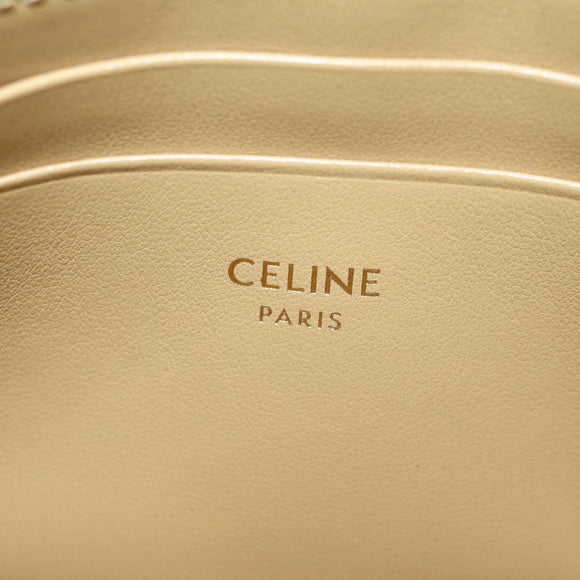 CELINE C Charm Coin Purse Leather Gold Auth am11616V