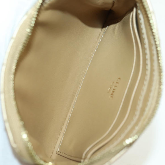 CELINE C Charm Coin Purse Leather Gold Auth am11616V