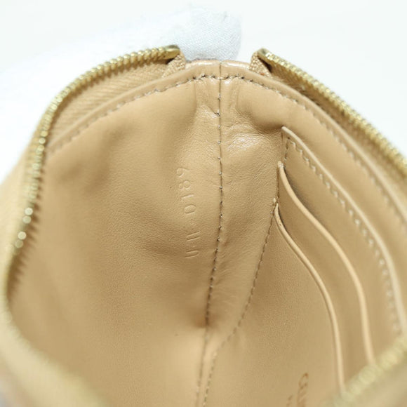 CELINE C Charm Coin Purse Leather Gold Auth am11616V