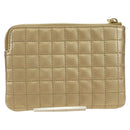 CELINE C Charm Coin Purse Leather Gold Auth am11616V-3